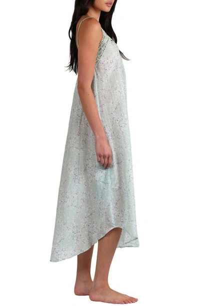 Shop Papinelle Cheri Blossom Lace Trim Cotton & Silk Nightgown In Sage