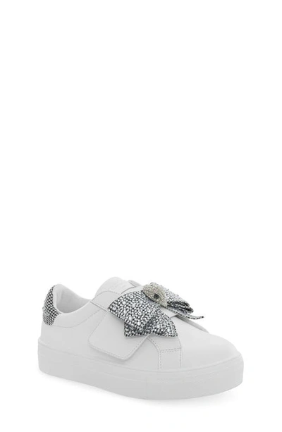 Kurt Geiger Mini Laney Crystal-embellished Bow Leather Trainers 6-7 Years In White