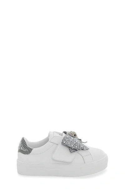 Kurt Geiger Mini Laney Crystal-embellished Bow Leather Trainers 6-7 Years In White