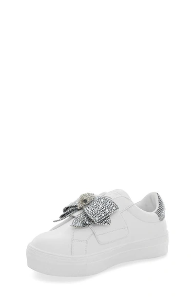 Kurt Geiger Mini Laney Crystal-embellished Bow Leather Trainers 6-7 Years In White