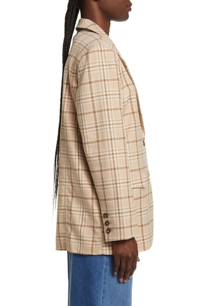 Treasure & Bond Oversize Plaid Blazer In Tan Avery Plaid