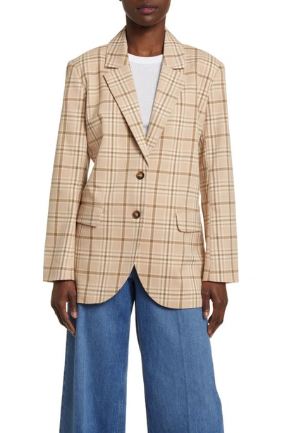 Treasure & Bond Oversize Plaid Blazer In Tan Avery Plaid