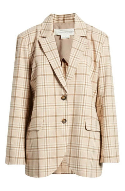 Treasure & Bond Oversize Plaid Blazer In Tan Avery Plaid