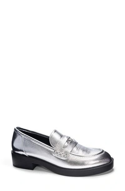 Shop Chinese Laundry Porter Platform Penny Loafer In Silver
