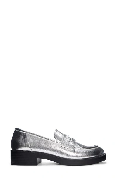 Shop Chinese Laundry Porter Platform Penny Loafer In Silver