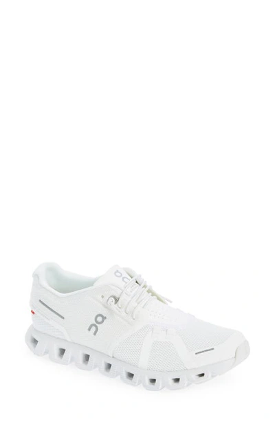 On Cloud 5 Running Sneakers In Undyed White/ White