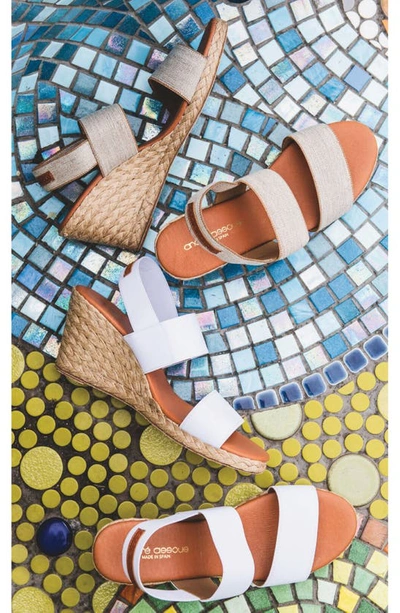 Shop Andre Assous Allison Wedge Sandal In Saffron Fabric