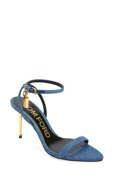 Shop Tom Ford Padlock Pointed Toe Sandal In Washed Blue