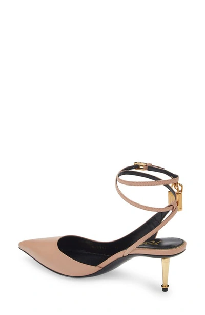 Shop Tom Ford Padlock Pointed Toe Pump In Flesh