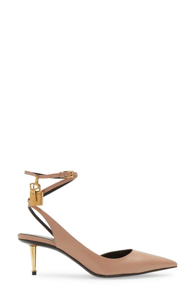 Shop Tom Ford Padlock Pointed Toe Pump In Flesh