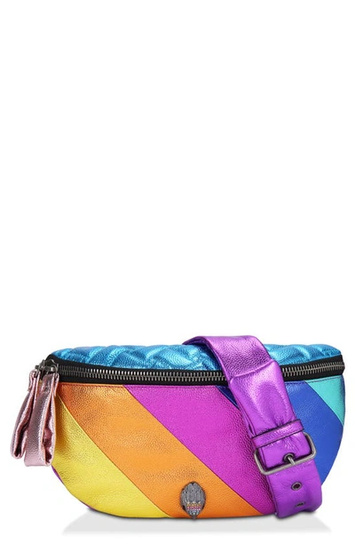 Shop Kurt Geiger Kensington Leather Belt Bag In Rainbow Multi
