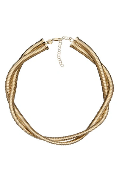 Shop Jennifer Zeuner Maude Double Chain Choker Necklace In Gold Vermeil