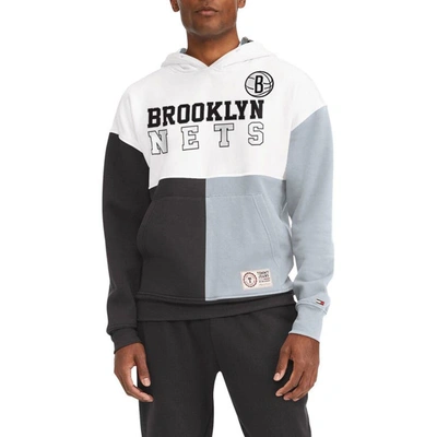 Shop Tommy Jeans White/black Brooklyn Nets Andrew Split Pullover Hoodie
