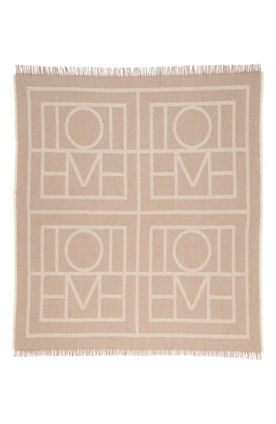 Shop Totême Monogram Wool & Cashmere Fringe Scarf In Tobacco Monogram