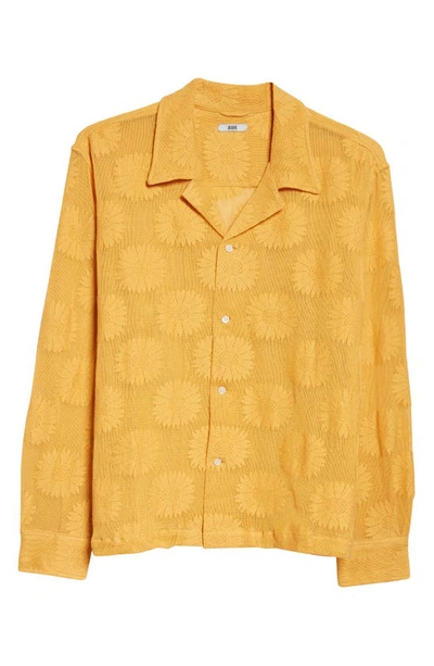Shop Bode Sunflower Lace Button-up Shirt In Golden