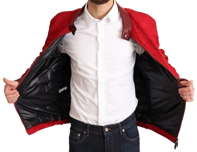 Shop Dolce & Gabbana Red And Gold Bomber Designer Men's Jacket