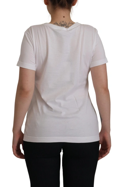 Shop Dolce & Gabbana White Dg Queen Patch Round Neck Cotton Women's T-shirt
