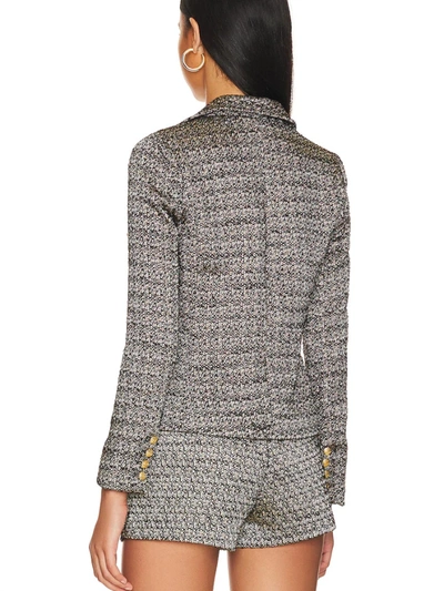 Shop Central Park West Goldie Tweed Blazer In Gold In Grey