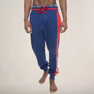 Shop Members Only Logo Leg Jersey Sleep Jogger In Blue