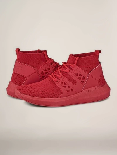 Members Only Men's Knit Sock Mono Fashion Sneaker In Red