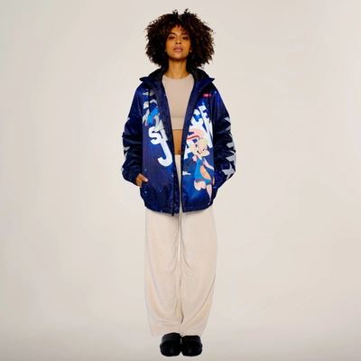 Members Only Women's Space Jam Galaxy Midweight Oversized Jacket In Blue