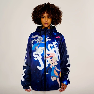 Members Only Women's Space Jam Galaxy Midweight Oversized Jacket In Blue