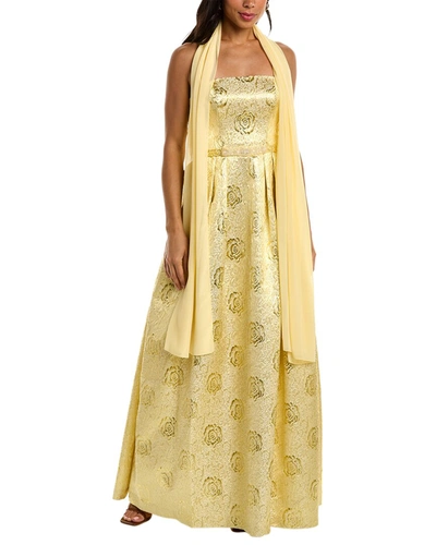 Shop Mikael Aghal Gown In Yellow