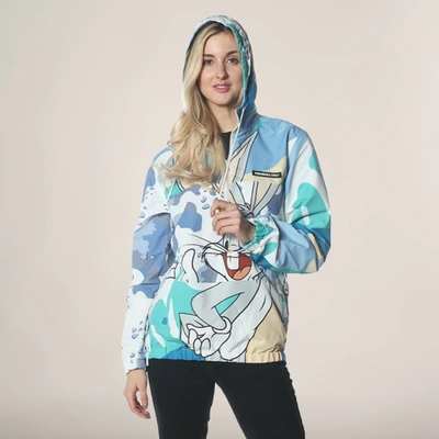 Shop Members Only Women's Bugs Patchwork Windbreaker Oversized Jacket In Blue