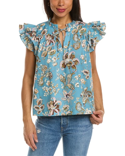 Shop Elie Tahari Tie Neck Blouse In Blue