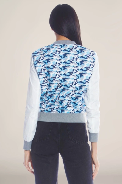 Members Only Women's Camouflage Baseball Jacket With Nylon Sleeves In Multi