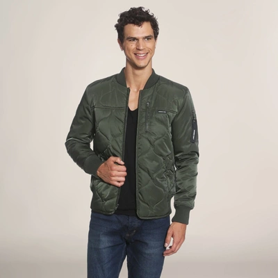 Shop Members Only Men's Oval Quilt Bomber Jacket In Green