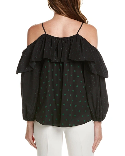 Shop Elie Tahari Off-the-shoulder Silk Blouse In Black