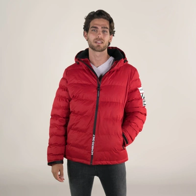 Shop Members Only Men's Twill Puffer Jacket In Red