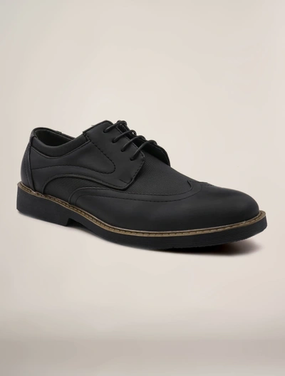 Shop Members Only Men's Wingtip Oxford Faux Leather Shoes In Black