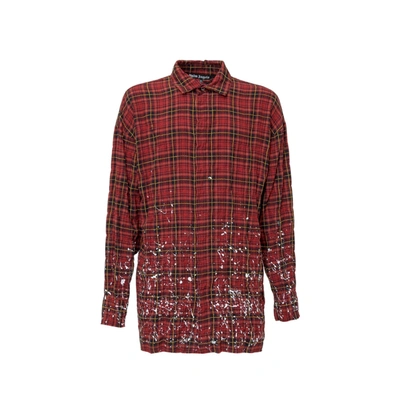 Shop Palm Angels Paint Splatter Check Shirt In Red
