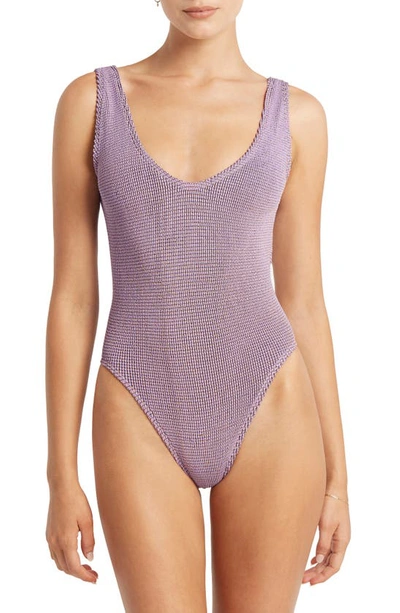 Shop Bound By Bond-eye Mara Low Back One-piece Swimsuit In Lavender Lurex
