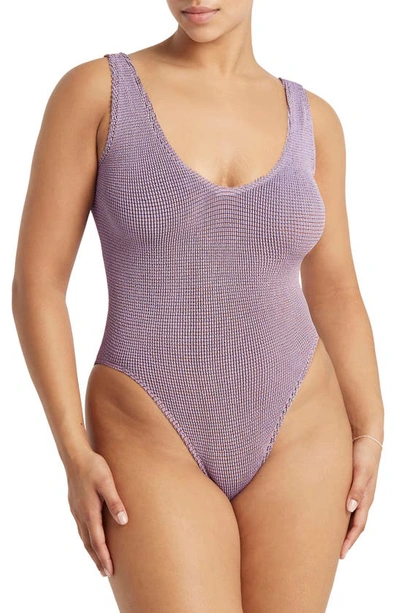 Shop Bound By Bond-eye Mara Low Back One-piece Swimsuit In Lavender Lurex
