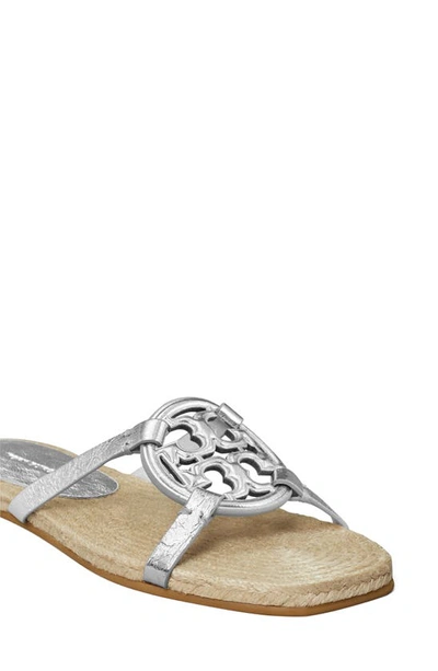 Shop Tory Burch Bombé Miller Espadrille Slide Sandal In Silver