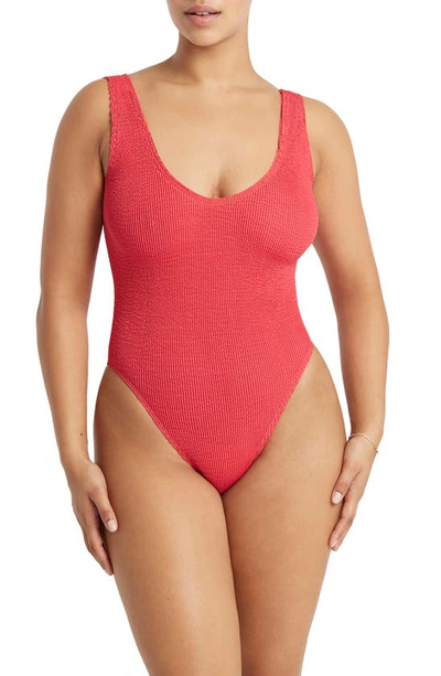 Shop Bound By Bond-eye The Mara Ribbed One-piece Swimsuit In Guava Eco