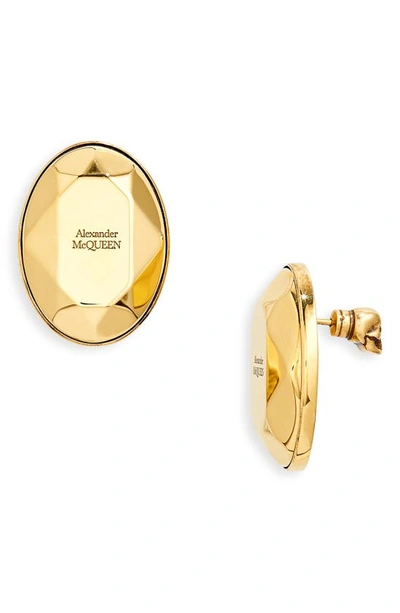 Shop Alexander Mcqueen The Faceted Stone Stud Earrings In 0448 Oro O.b Antl