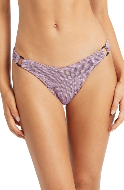Shop Bound By Bond-eye Ring Scene Metallic O-ring Bikini Bottoms In Lavender Lurex