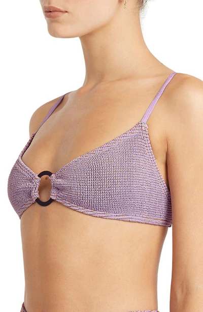 Shop Bound By Bond-eye Lissio Metallic O-ring Bikini Top In Lavender Lurex