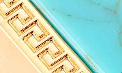 Shop Versace Greca Turquiose Ring In  Goldurquoise