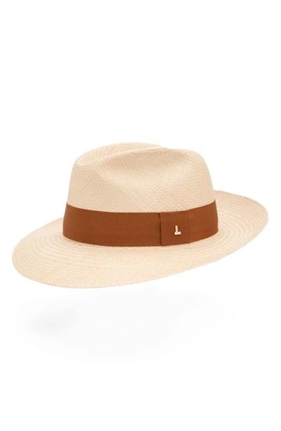 Shop Lafayette 148 Icon Straw Panama Hat In Beige/ Copper