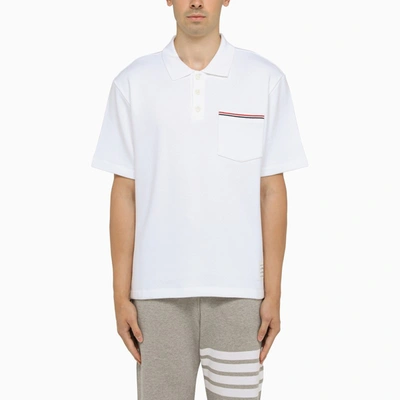 Shop Thom Browne | Classic White Polo Shirt With Patch