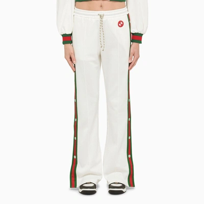 Gucci Jersey Wide Leg Pant With Web Stripe In Multicolor