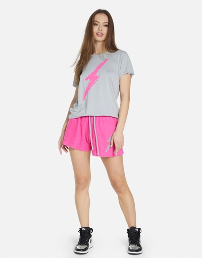 Lauren Moshi Dimitra-scribble Lightning In Bright Pink/ Silver