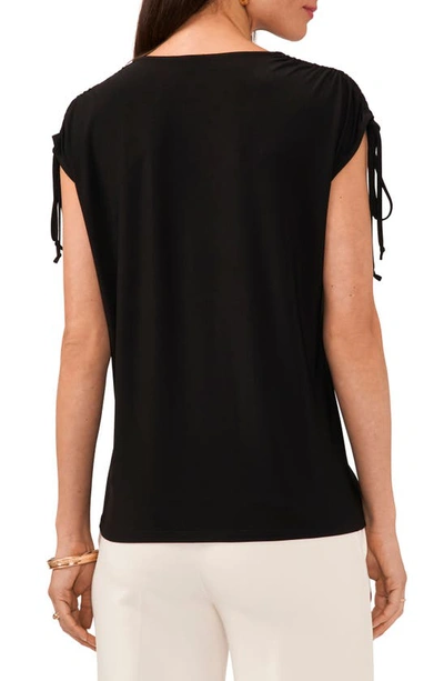 Shop Vince Camuto Smocked Sleeveless Blouse In Rich Black