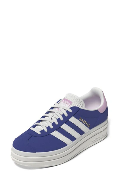 Shop Adidas Originals Gazelle Bold Platform Sneaker In Pink/ Blue/ Ftwr White