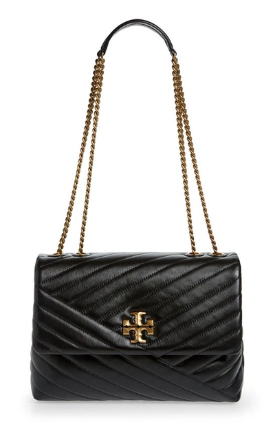 Shop Tory Burch Kira Chevron Convertible Shoulder Bag In Black/gold